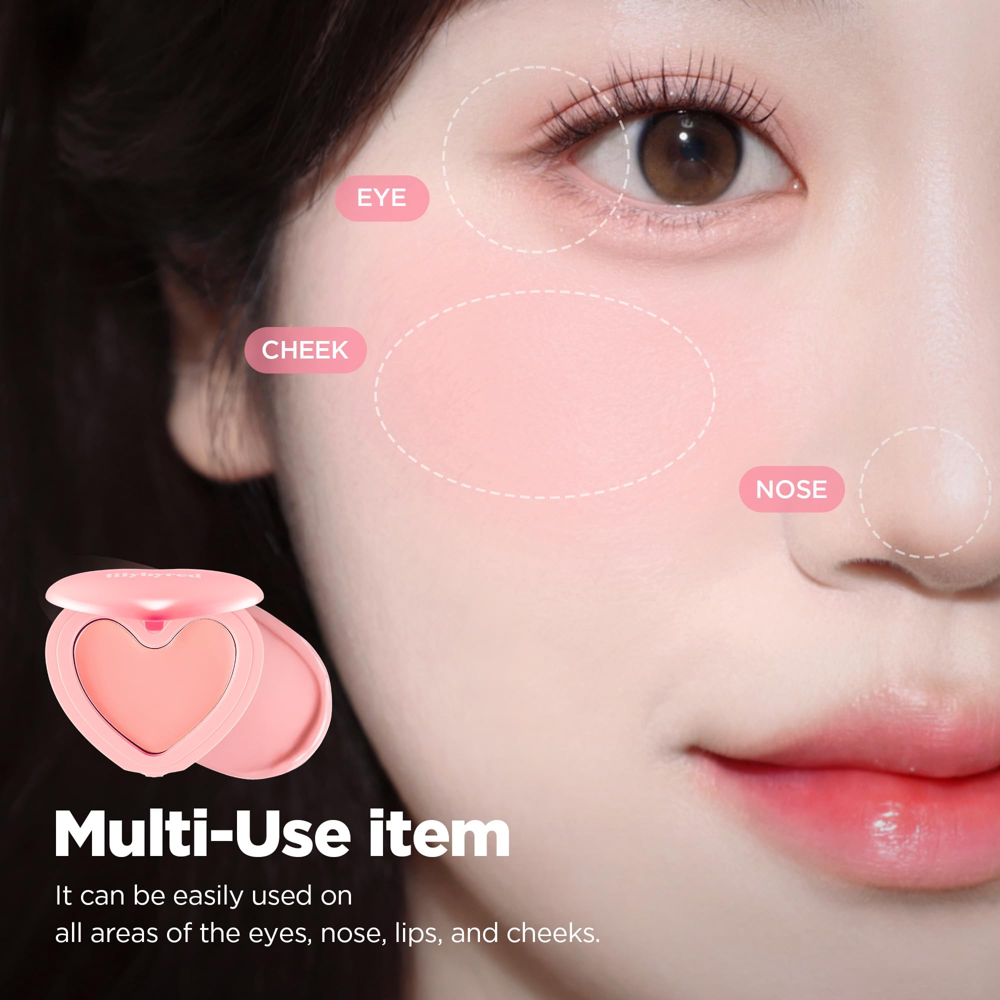 lilybyred Luv Beam Cheek Balm | Heart-Shaped Korean Cream Blush, Semi-Matte Finish, Long-Lasting, Blendable & Buildable, Soft Creamy Texture, Lightweight, Natural Flush, 0.12 oz. (01 Pure Coral)