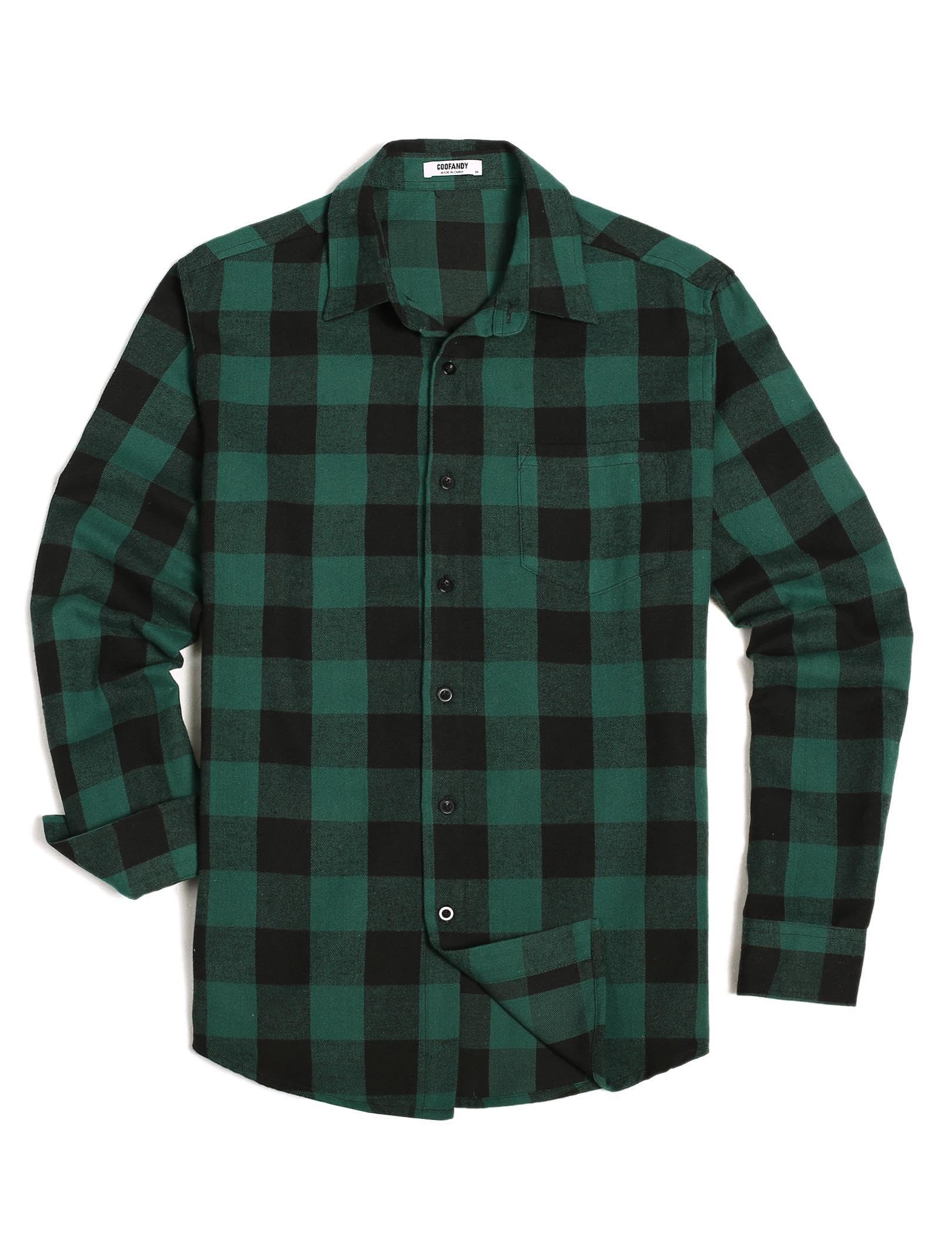 COOFANDY Mens Flannel Shirts Long Sleeve Button Down Shirt with Pocket Casual Shirts Work Shirts for Men
