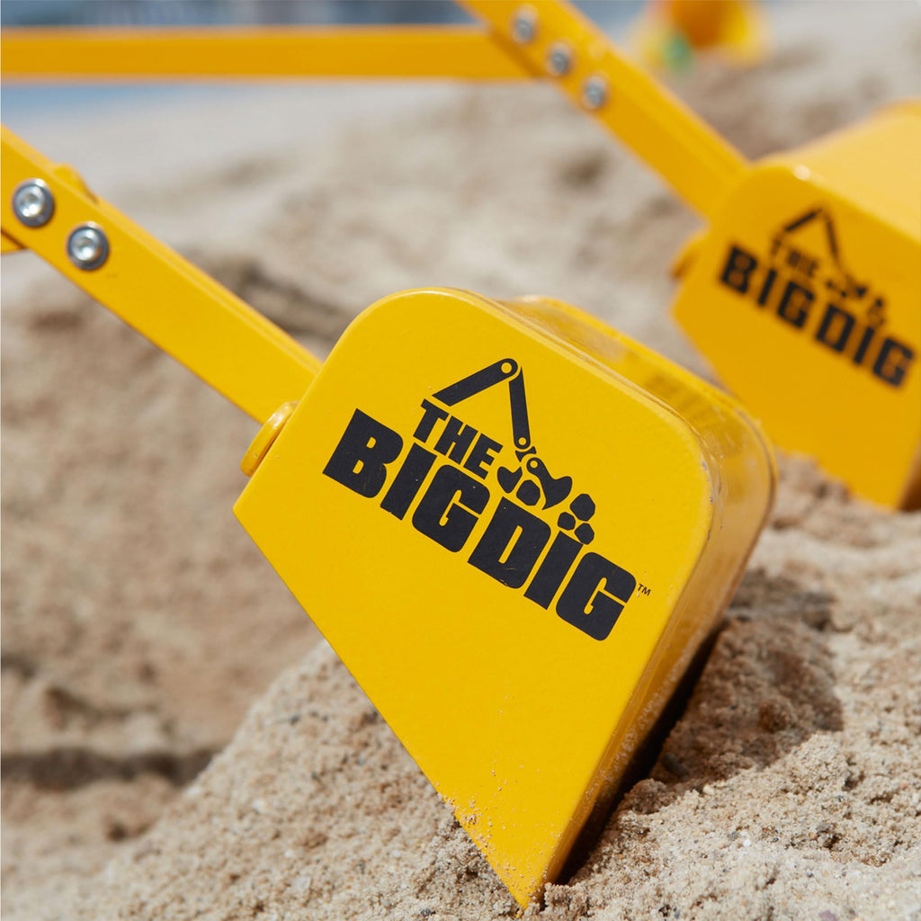 Big Dig Toy Excavator Ride, Sand Digger w/ 360 Rotation Base for Kids Ages 3 & Up, Yellow - Outdoor Playground and Beach Construction Riding Toys for Children