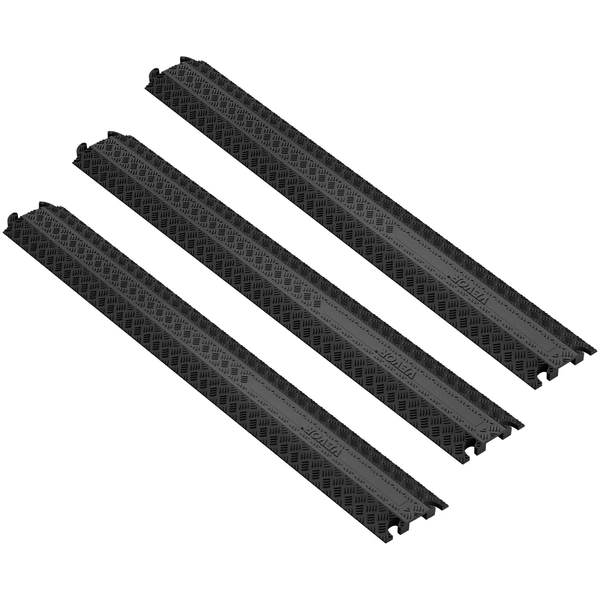 VEVOR 1 Pack Drop Over Cable Cover, 2 Channel Heavy Duty Cable Hose Protector Ramp, 38.3'' Floor Cord Cover, 17,500 lbs/Axle Load Capacity, for Traffic Areas, Indoor, Outdoor, Home, Office, Warehouse