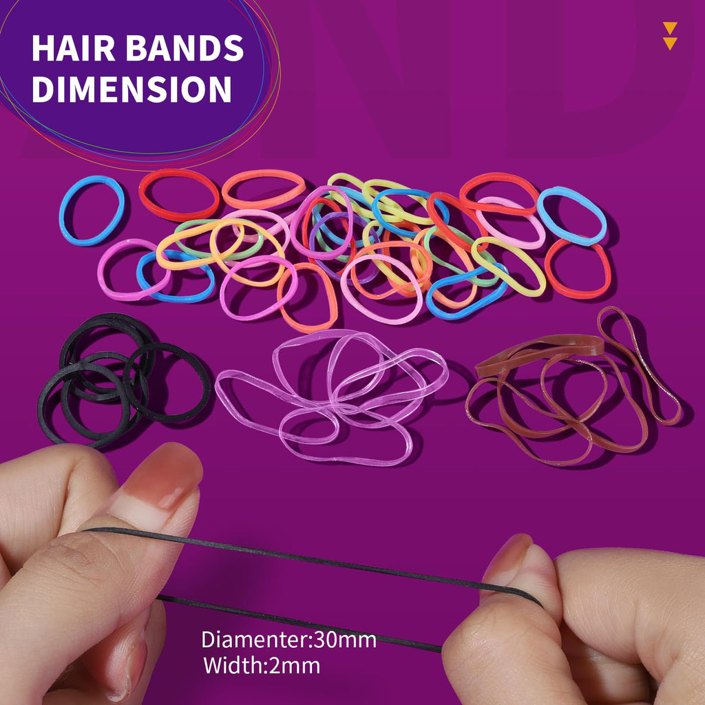 Teenitor Clear Elastic Hair Bands, 2000pcs Mini Hair Rubber Bands, Hair Ties, Soft Hair Elastics Ties, 2mm in Width and 30mm in Length