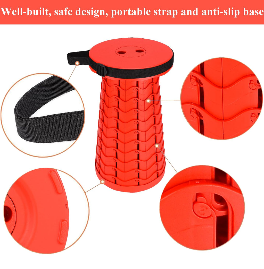 Fishboy Upgraded Collapsible Stool, 400lbs Max Weight, Lightweight But Sturdy, Portable Retractable Folding Telescoping Foldable Camping Stool for Adults Outdoor Fishing Hiking BBQ