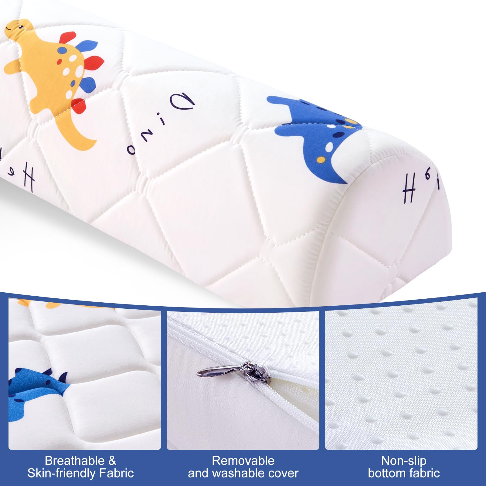 Ceekliybear 1-Pack Premium Foam Bed Bumpers for Toddler, Non-Slip Bed Rails for Toddlers for Twin, Queen, King Beds, Machine Washable Bumpers Cover for Easy Care（Size：52" x 7" x 5"）