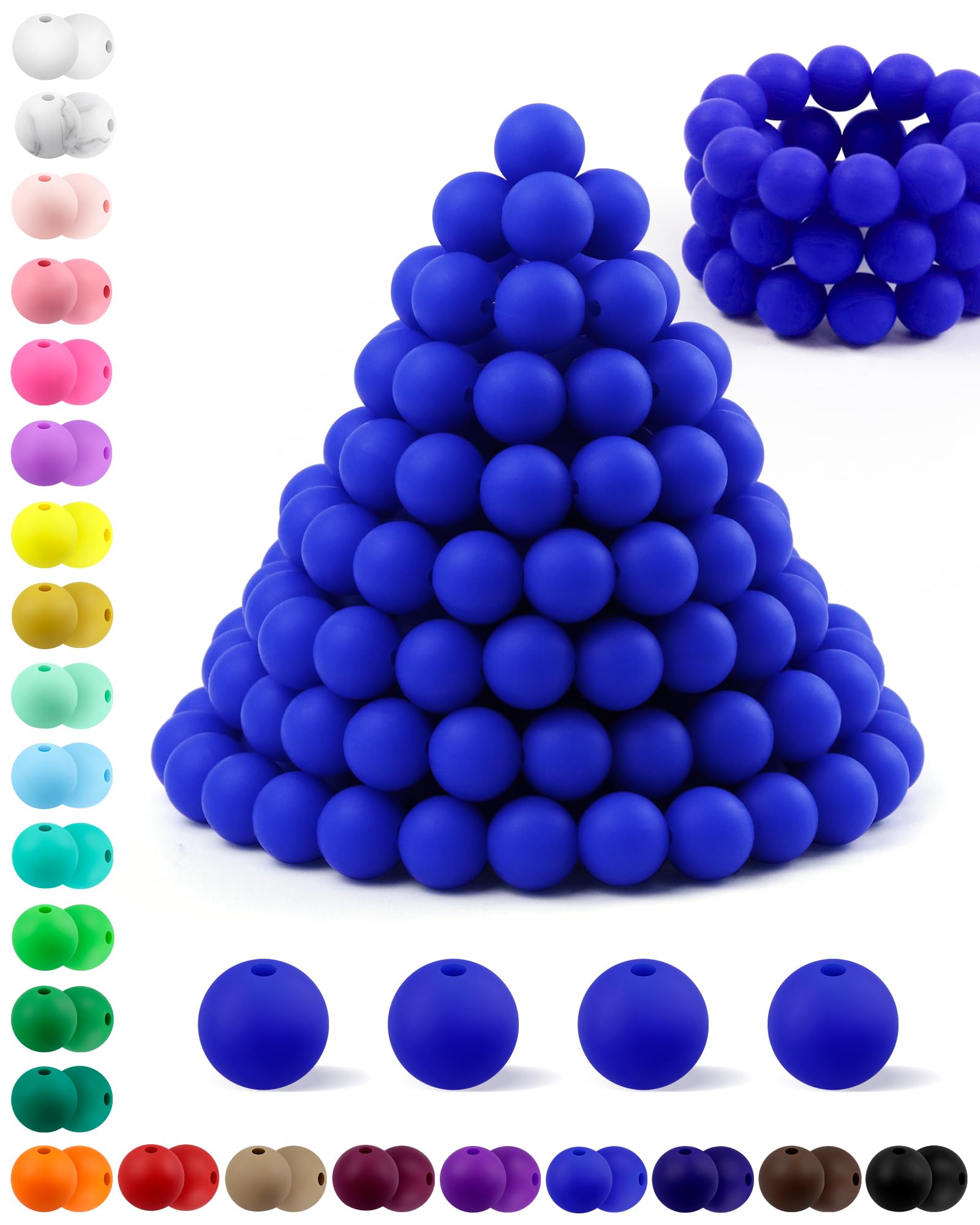 180PCS FIVEIZERO Silicone Beads – 30 Colors 12mm Round Rubber Beads Bulk for DIY Crafts, Keychain Accessories & Jewelry Making | Soft Silicone, Seamless Finish, Easy to String, Fade Resistant, Durable for Daily Use