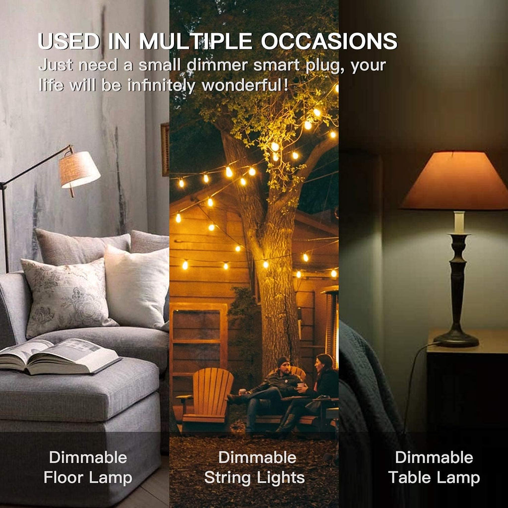 TREATLIFE Smart Dimmer Plug Outdoor Smart Plug Works with Alexa and Google Home, Light Dimmer APP Remote Control, Max Power 400W, IP44 for Dimmable Outdoor String Lights, Floor Lamp, Table Lamp