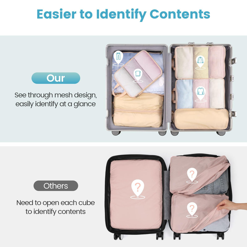 Cambond Compression Packing Cubes for Travel - Lightweight Expandable Travel Bags Luggage Organizers Travel Essentials Compression Cubes for Travel Space Saver for Carry on Suitcases Organizer