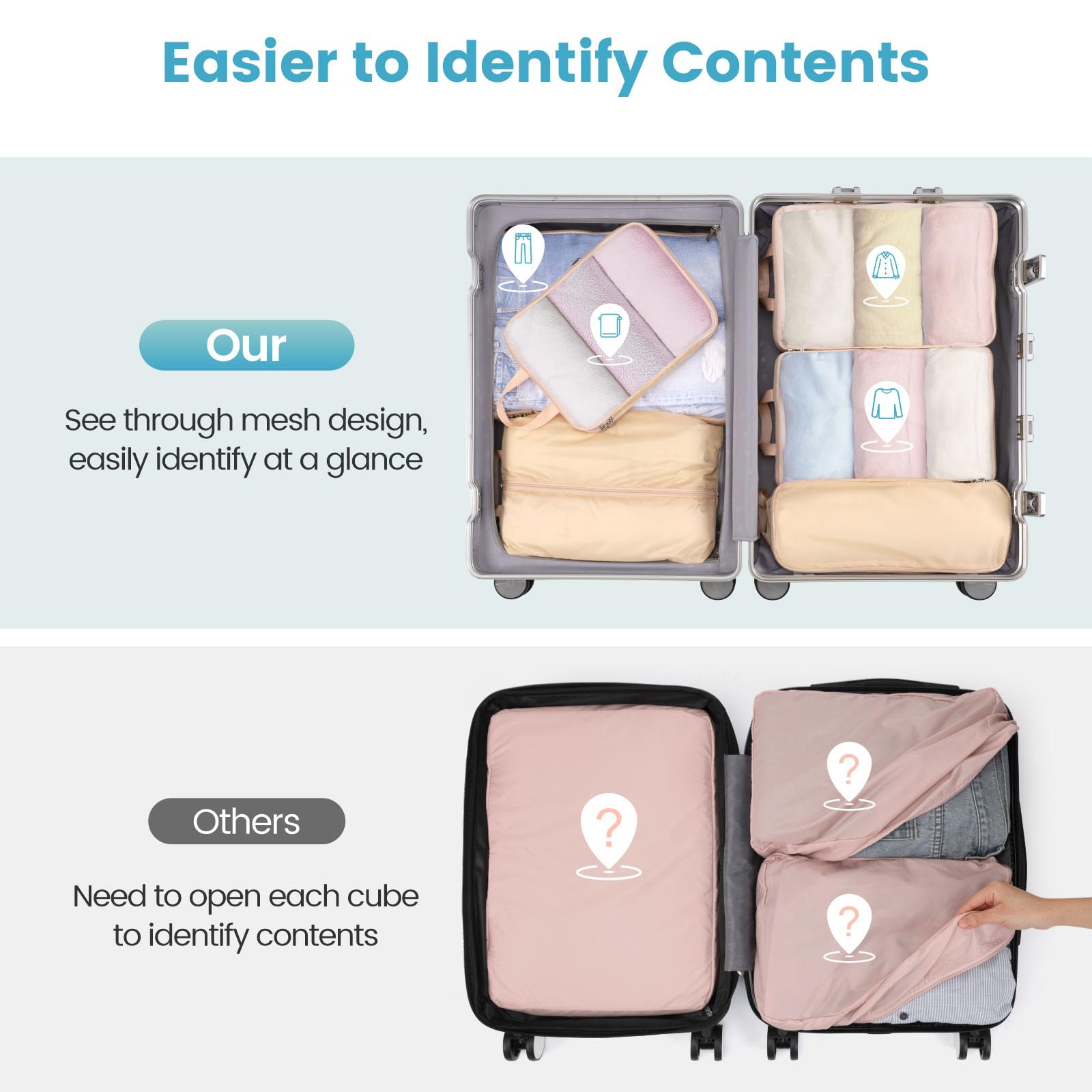 Cambond Compression Packing Cubes for Travel - Lightweight Expandable Travel Bags Luggage Organizers Travel Essentials Compression Cubes for Travel Space Saver for Carry on Suitcases Organizer