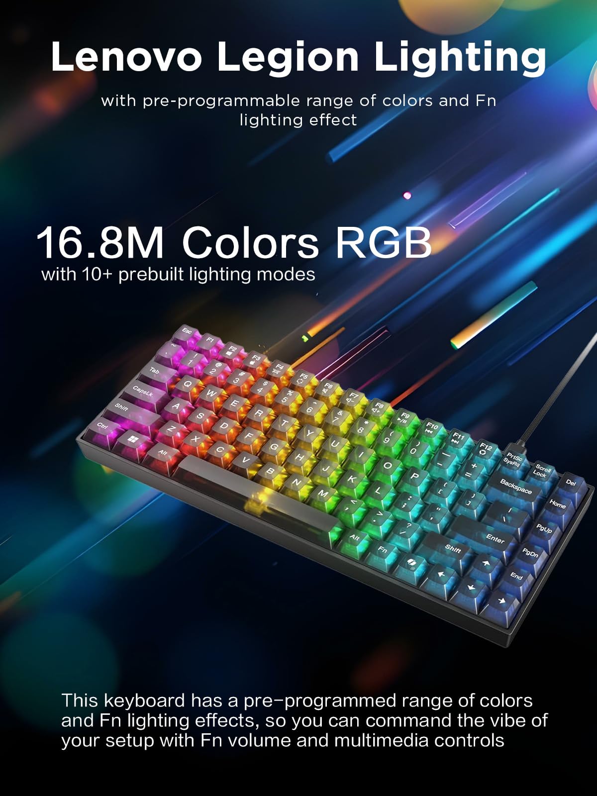 Lenovo Legion KM310 RGB Wired Gaming Keyboard & Mouse Combo - K310 Keyboard w/Silent Operation & Compact Water-Resistant Design - M300S Mouse with 8000 Adjustable DPI, 220 IPS, 6 Programmable Buttons