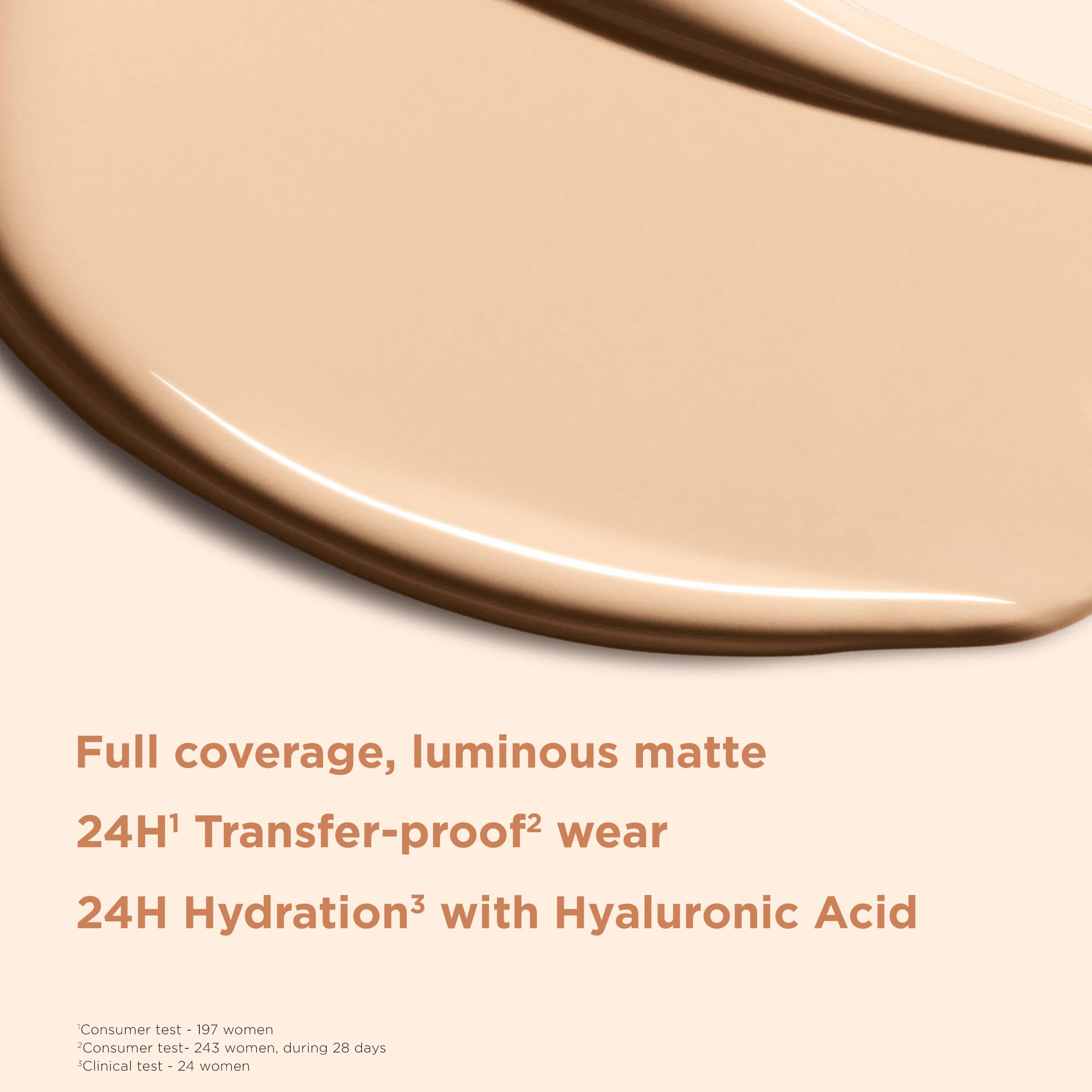 Clarins Skin Illusion Longwear Full Coverage Foundation|Luminous Matte Finish|24H Hold and 24H Hydration|Natural Looking|Transfer, Sweat and Smudge Proof| Contains Hyaluronic Acid|1 Fl Oz