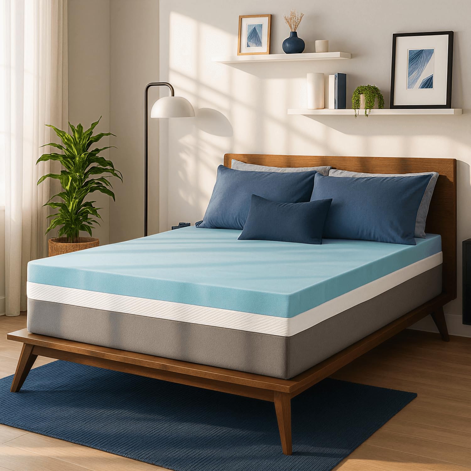Sure2Sleep Gel Swirl Memory Foam Mattress Topper - 2 Inch, Pressure Relieving, Cooling Comfort - Made in the USA & CertiPUR-US Certified - Softens Firm Beds and Extends Mattress Life - Twin Size