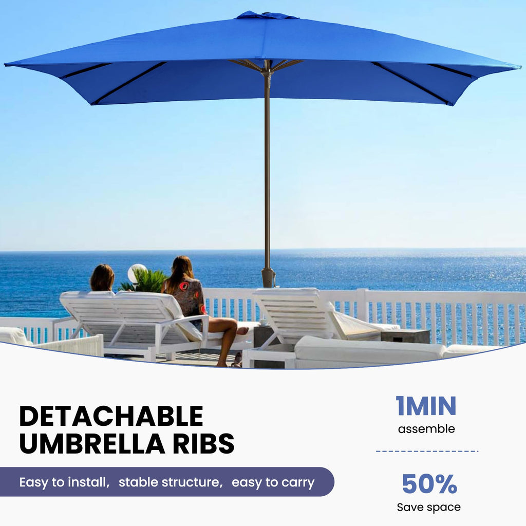 Ayge 6.5x10FT Rectangular Patio Umbrella Outdoor Table Umbrella w/Push Button Tilt & Crank Rectangle Market Umbrella UV Protection for Garden,Deck,Lawn,Yard & Pool,Beige