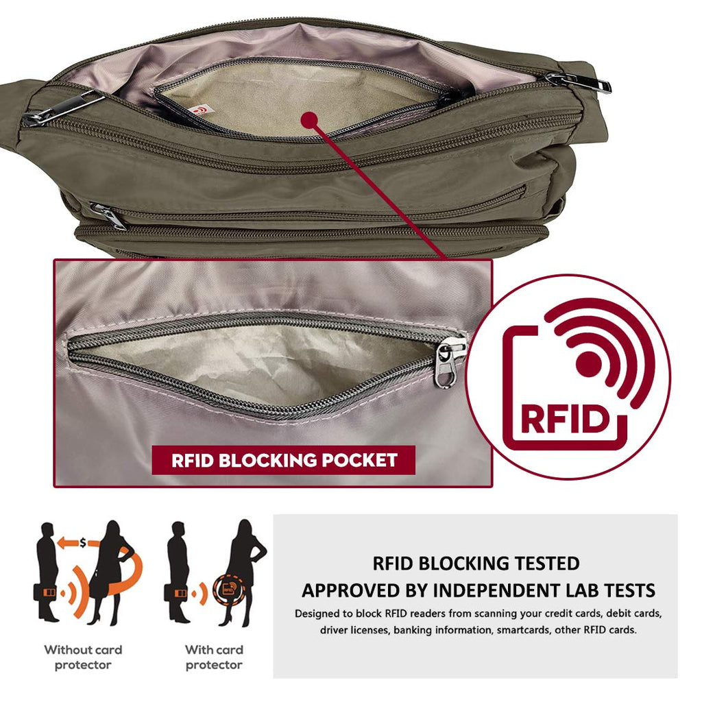 VOLGANIK ROCK RFID Purses for Women Fabric Nylon Multi Pocket Crossbody Bag Ladies Travel Handbag
