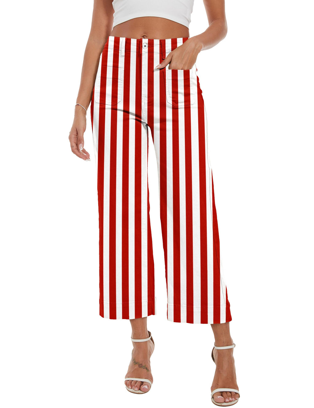 Wide Leg Jeans for Women Trendy High Waisted Flare Jeans Cropped Pants Stretchy Baggy