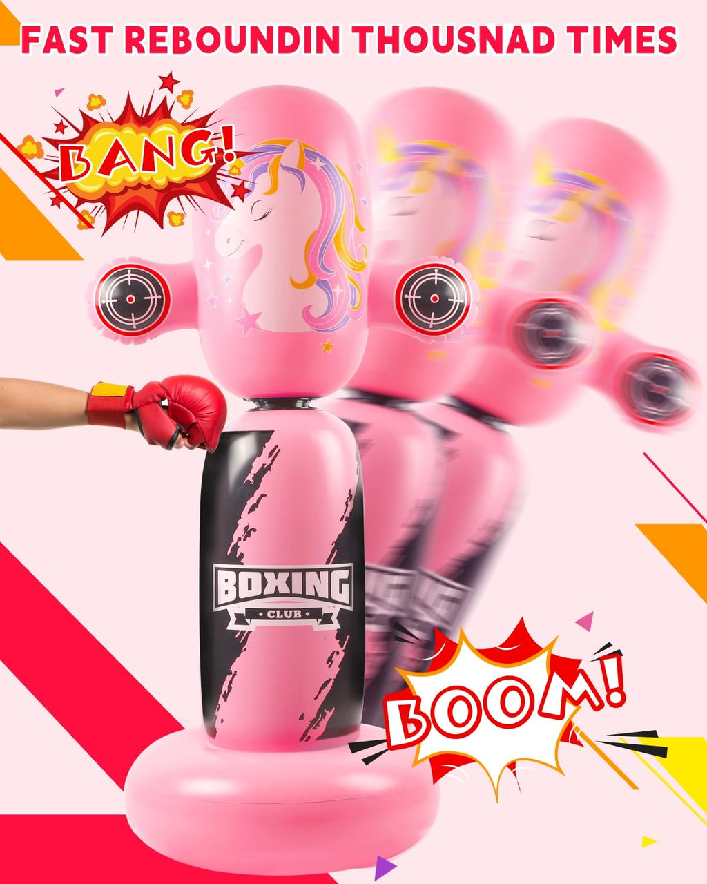 Punching Bag for Kids,New Upgraded 360°Rotating Kids Punching Bag,Inflatable Boxing Bag Toy for Boys Girls, Christmas Birthday Gift for Kids Age 3-12