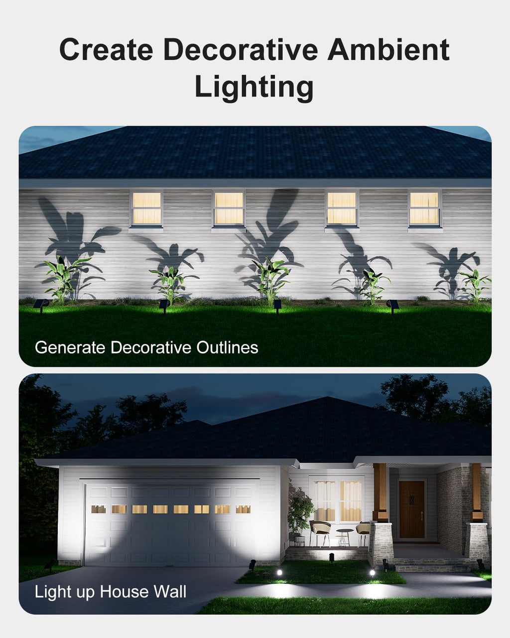 Solar Power Spot Lights Outdoor Waterproof for Christmas Decorations, Flag, Tree, Wreath, Santa Claus, Snowman, Bright LED Landscape Lamp Uplights for Outside Garden, Yard, Patio, Sidewalk,Warm White