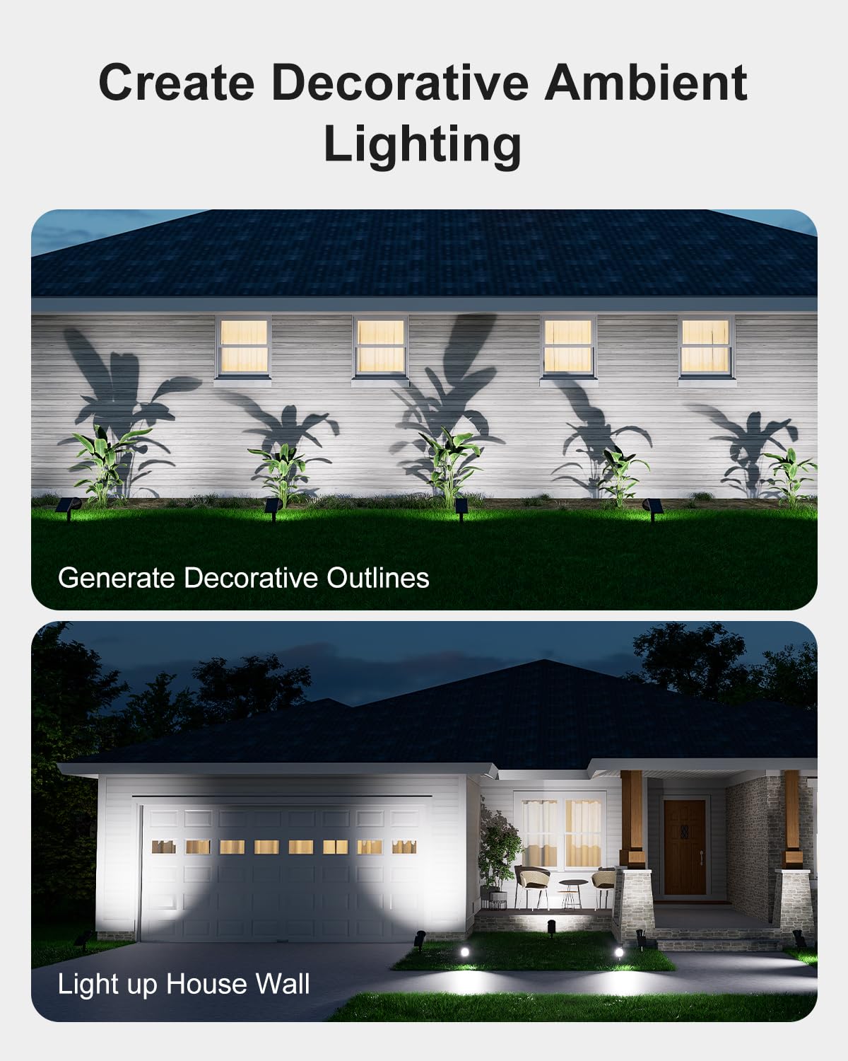 Solar Power Spot Lights Outdoor Waterproof for Christmas Decorations, Flag, Tree, Wreath, Santa Claus, Snowman, Bright LED Landscape Lamp Uplights for Outside Garden, Yard, Patio, Sidewalk,Warm White