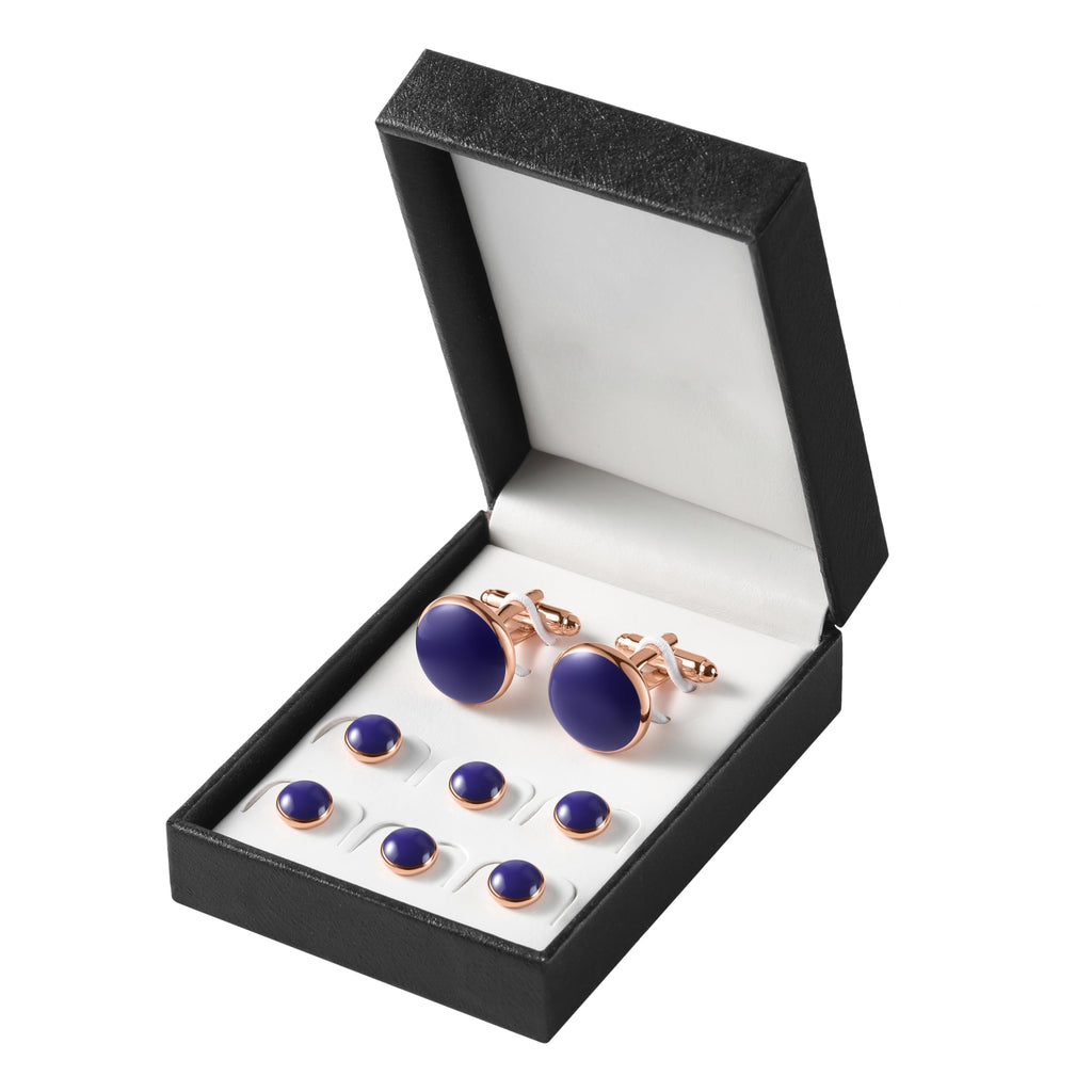 Men's Cufflinks & Tuxedo Studs Set - 316L Stainless Steel Formal Wedding Jewelry, Groomsmen Gift Set with Gift Box
