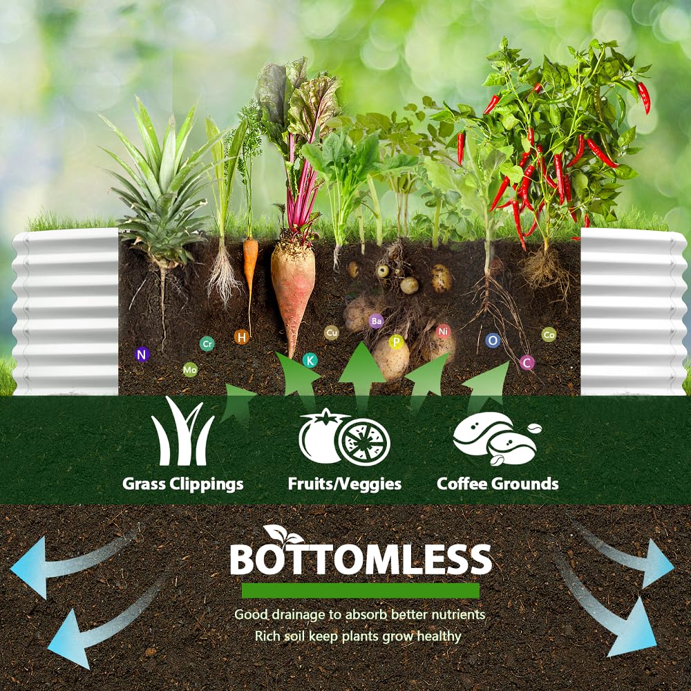 A ANLEOLIFE 2-Pack 3ft x 24” Tall Galvanized Raised Garden Beds Outdoor, Round Metal Planter Box for Planting Vegetables Flowers Herb, Anti-Rust & Easy-Setup, Quartz Grey