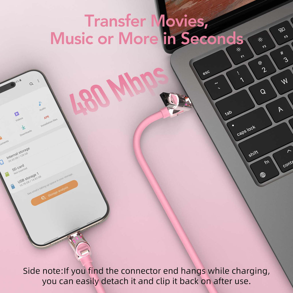 MFish 4-in-1 USB Charging Cable with Carrying Case, 240W Fast Charger Cord, USB-A & Dual USB-C to USB-C/Lightning, for iPhone 17/16/15/14, iPad, MacBook & More(Black, 3.3FT)