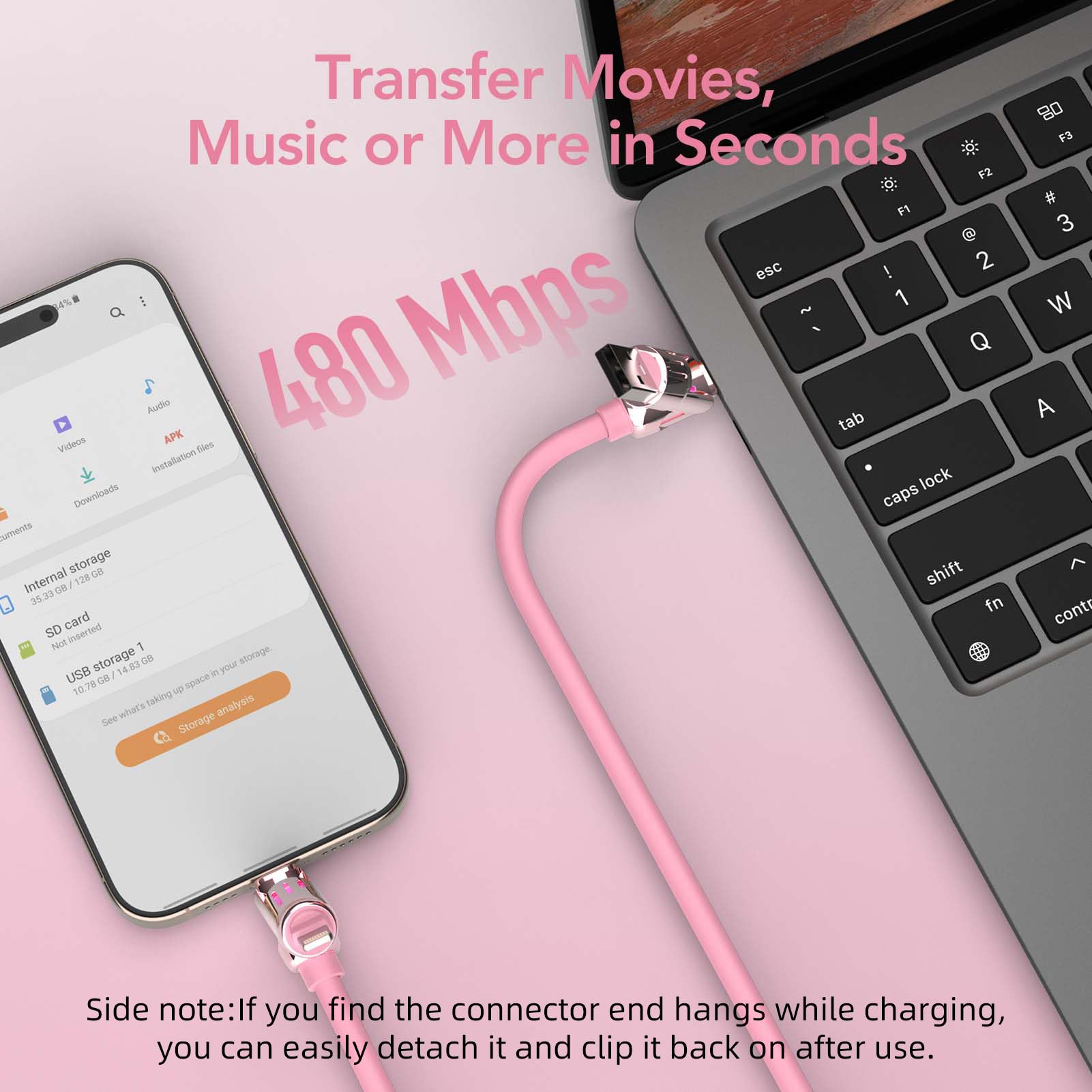 MFish 4-in-1 USB Charging Cable with Carrying Case, 240W Fast Charger Cord, USB-A & Dual USB-C to USB-C/Lightning, for iPhone 17/16/15/14, iPad, MacBook & More(Black, 3.3FT)
