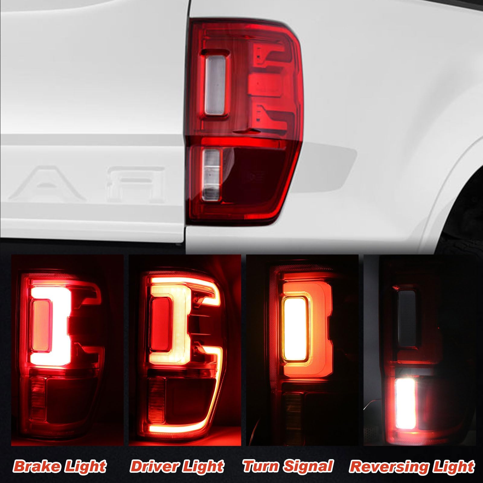 LED Tail Light w/Blind Spot Compatible With 2019-2023 Ranger Left Driver Side Taillight Replace Part Number KB3Z13405G (Module NOT Included)