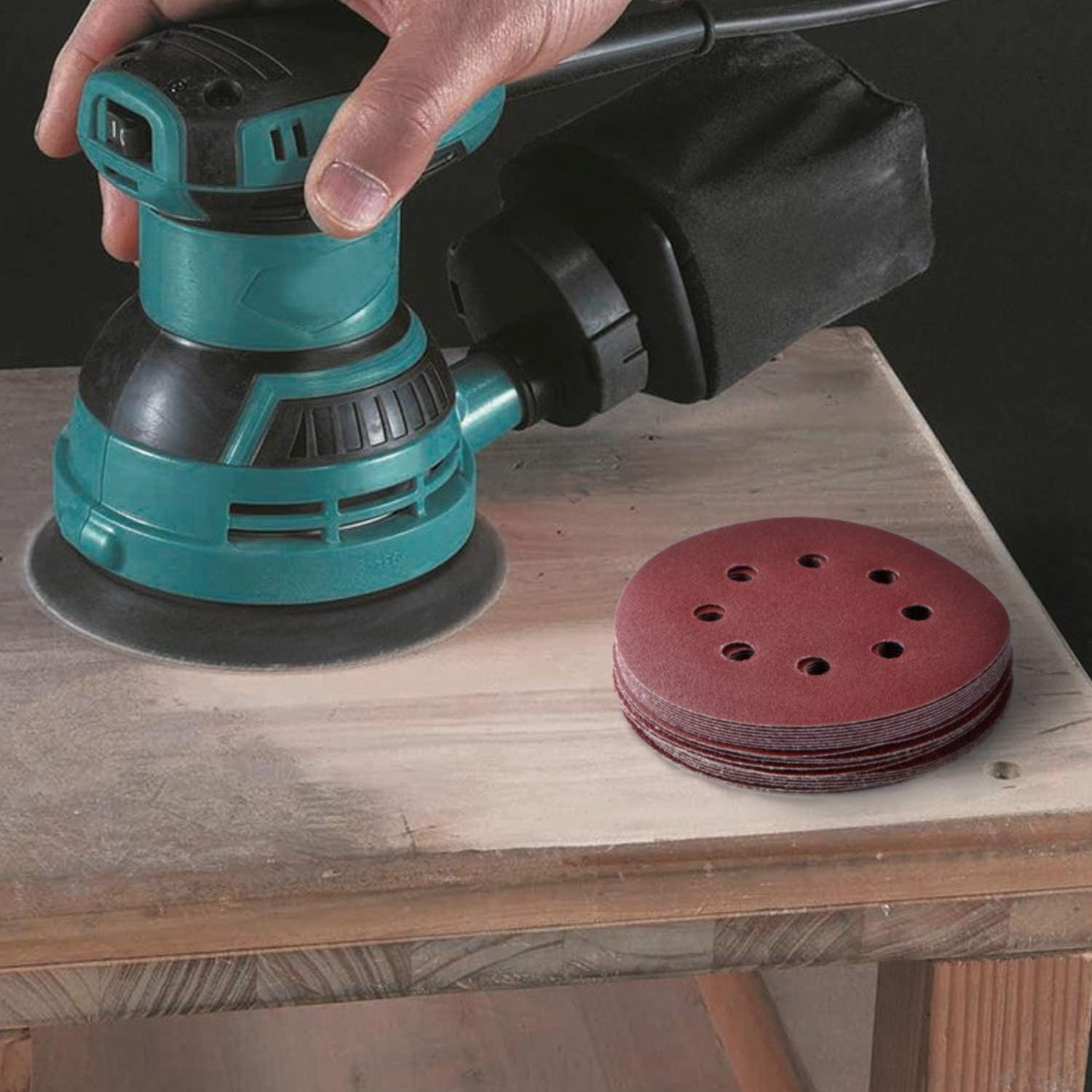 100 PCS 5 Inch Sanding Discs Hook and Loop Sandpaper for Random Orbital Sander 1000 Grit