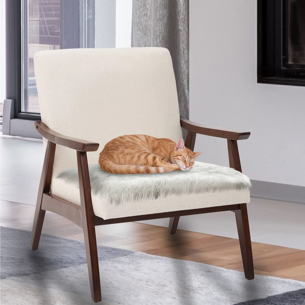 Softlife Black Faux Fur Sheepskin Chair Cover Seats Cushion Pad Super Soft Area Rugs for Living Bedroom Sofa Dorm (1.6ft x 1.6ft)