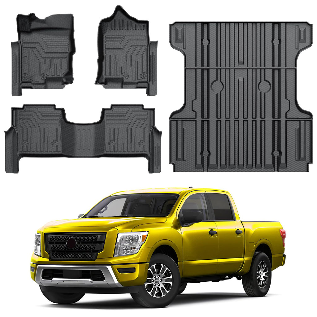 KUST Floor Mats & Trunk Cargo Mat for Toyota RAV4 2019-2025, All Weather Rear Trunk Cargo Liner for RAV4 Accessories TPE Rubber Raised Edge 4PCS