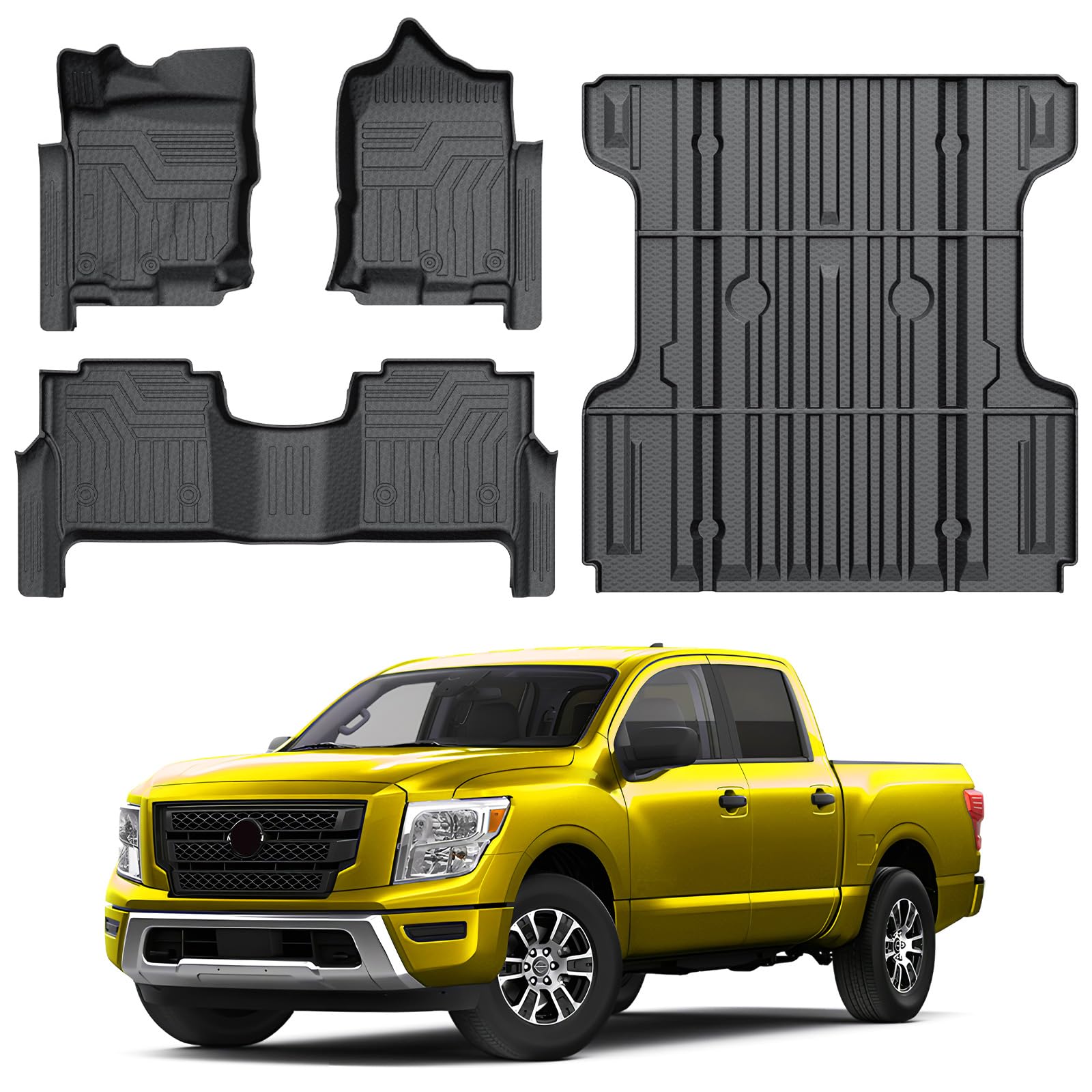 KUST Floor Mats & Trunk Cargo Mat for Toyota RAV4 2019-2025, All Weather Rear Trunk Cargo Liner for RAV4 Accessories TPE Rubber Raised Edge 4PCS