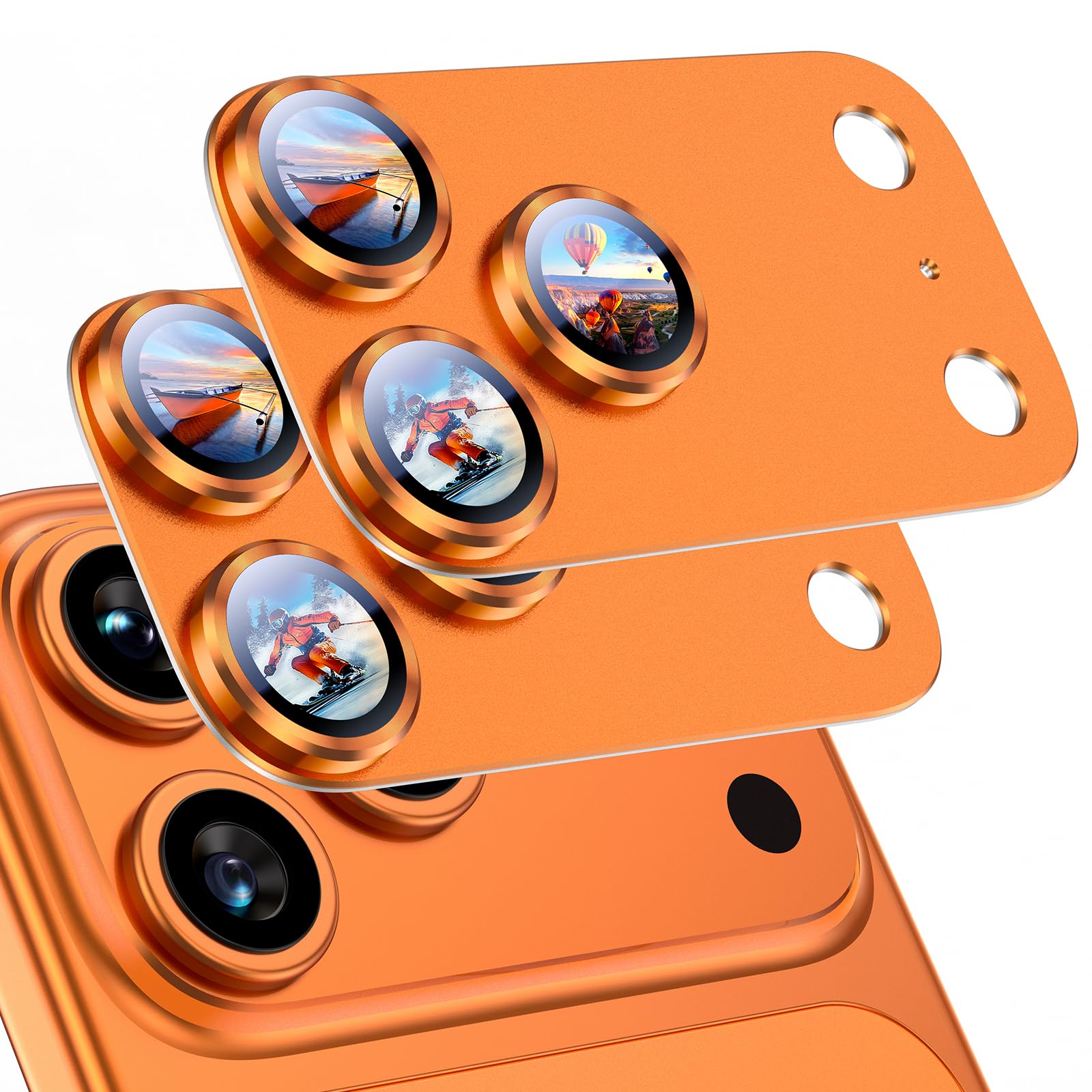 Uyiton Compatible with iPhone 17 Camera Lens Protector - [Not Easy to Break][Strong Adsorption][Case-Friendly] Metal Tempered Glass Rear Camera Screen Cover - Black