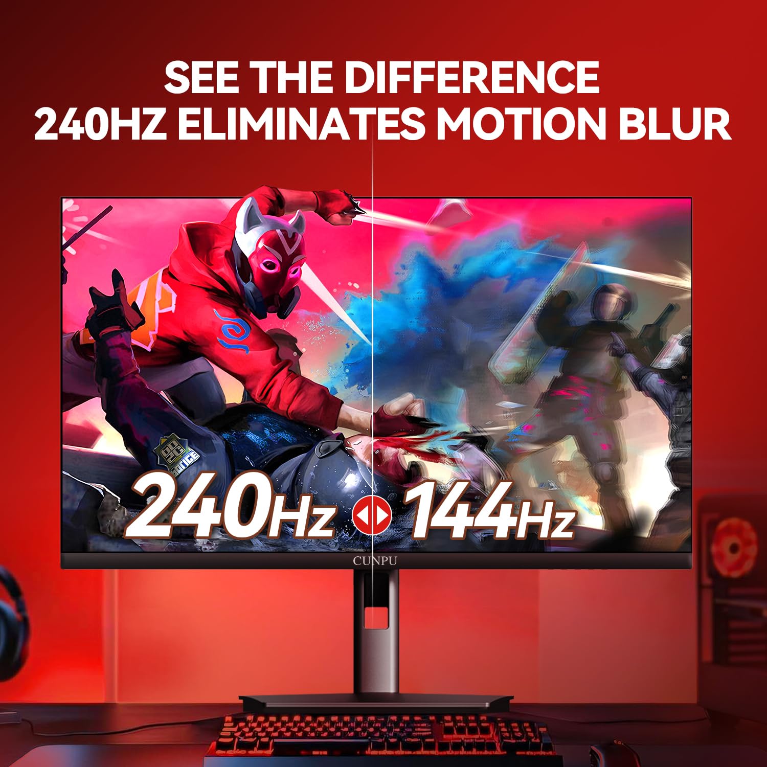 CUNPU 24 Inch 1080P 200Hz Gaming Monitor, FHD Fast IPS Panel, 124% sRGB 1ms HDR Zero-Frame Computer Monitor, Built-in Speaker, HDMI 2.1, DisplayPort 1.4, FreeSync & G-Sync, Tilt, VESA, Eye Care