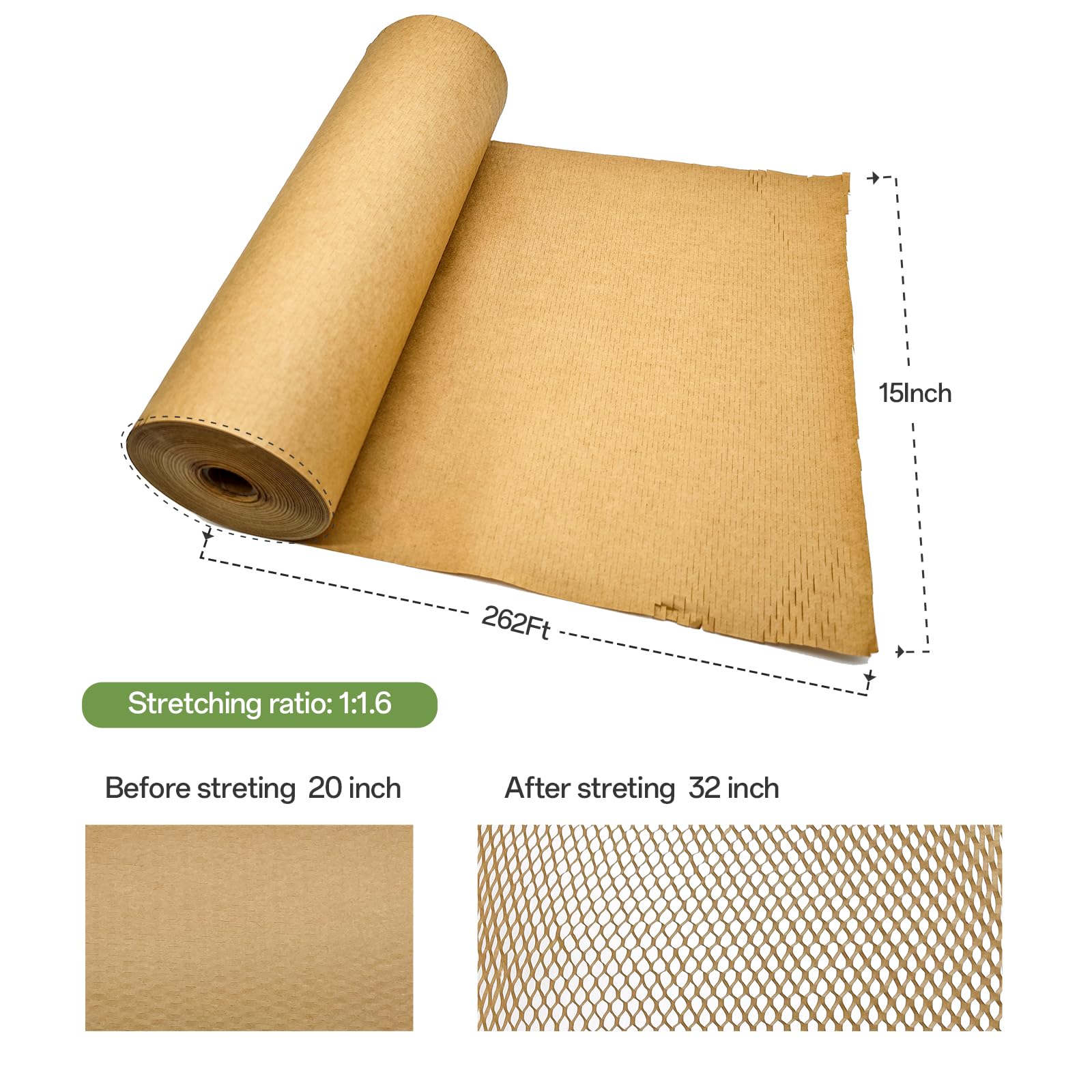 Honeycomb Packing Paper, 12" x 35' Honeycomb Cushioning Wrap Roll for Moving Shipping Packaging Gifts, Recyclable Honeycomb Paper Moving Supplies Bubble Paper Wrapping Protective Roll
