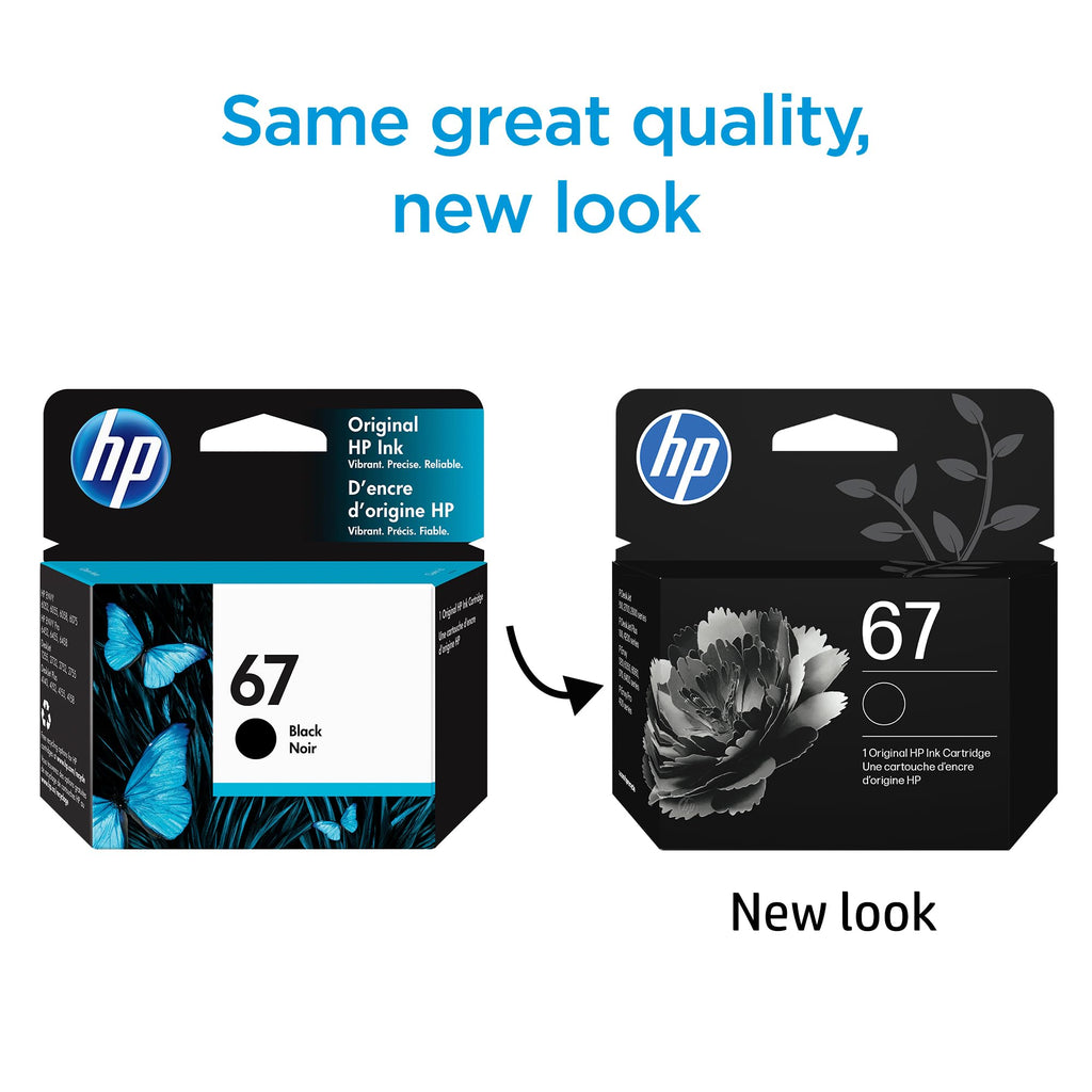 HP 67 Black Ink Cartridge Printers | Works with DeskJet 1255, 2700, 4100 and Envy 6000, 6400 Series, Eligible for Instant Ink, 3YM56AN, Pack of 24