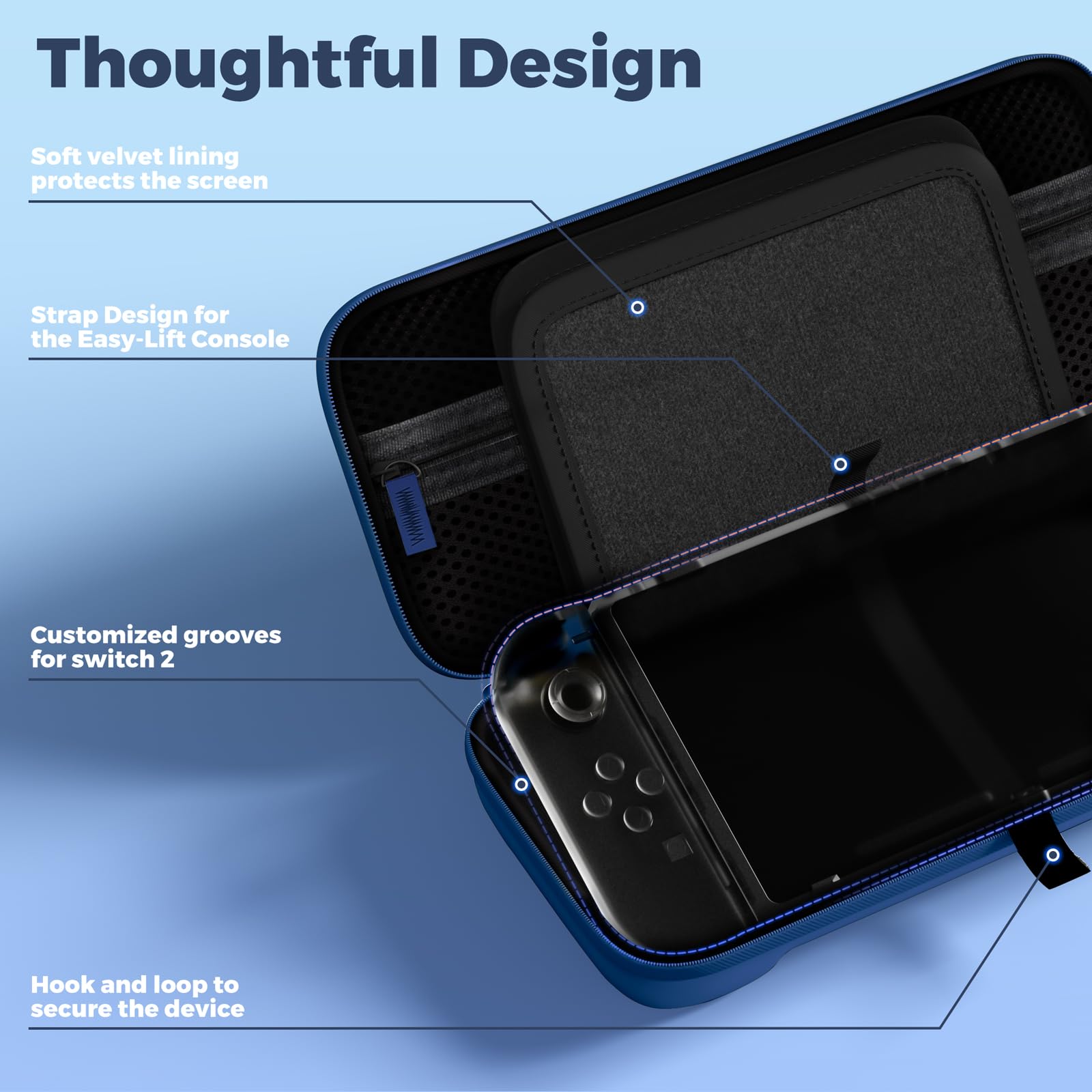ProCase Carrying Case for Nintendo Switch 2 (2025) with 24 Game Card Slots, Hard Portable Travel Case Storage Bag Protective Pouch for 2025 Nintendo Switch 2 Console AC Adapter & Accessories -Black,L