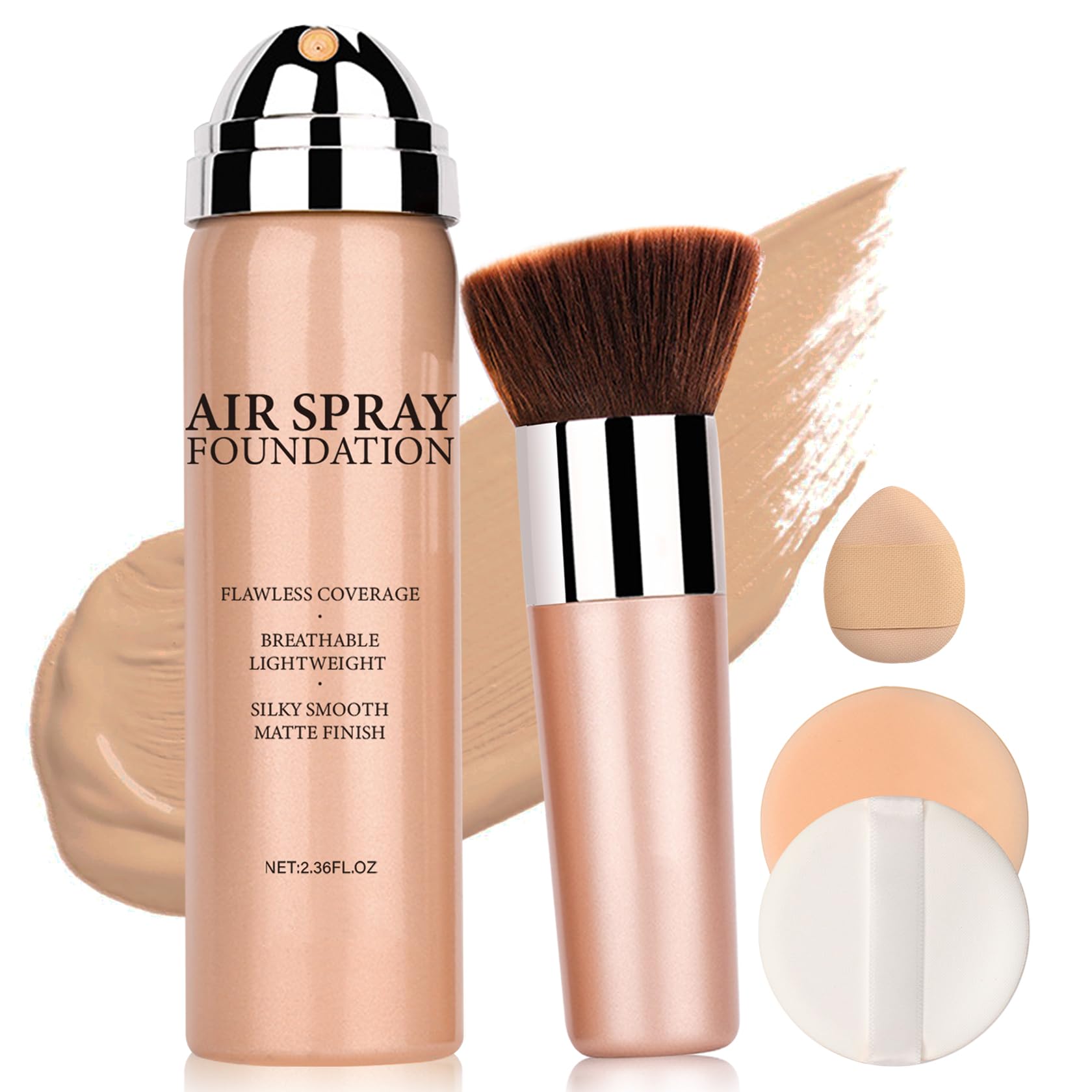 Air Brush Makeup Foundation and Makeup Primer for Face,Hydrates and Moisturizes,Buildable Coverage with Anti-aging Formula for Smooth Radiant Skin (01 Natural/Warm Porcelain)