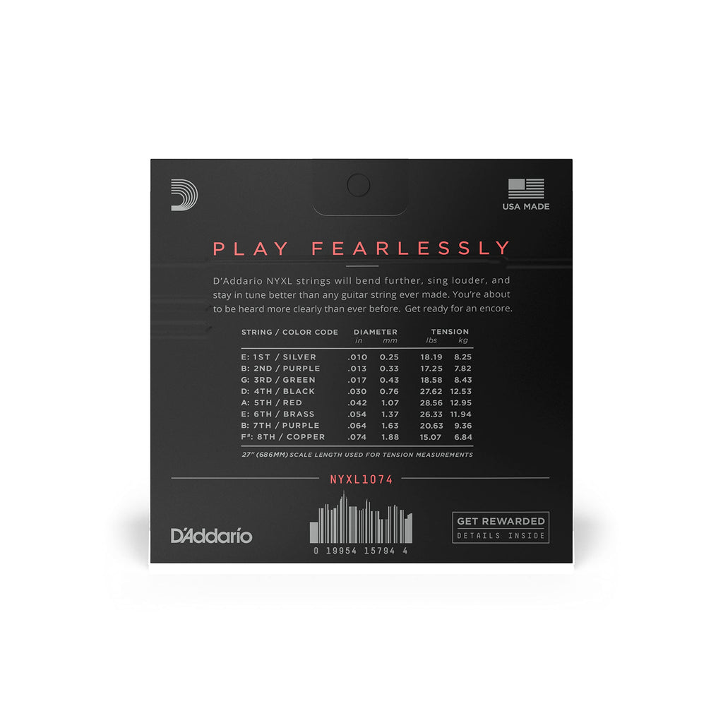 D'Addario Electric Guitar Strings, NYXL Nickel Plated, NYXL1149, Medium Gauge 11-49, 6-String Set, Pack of 1