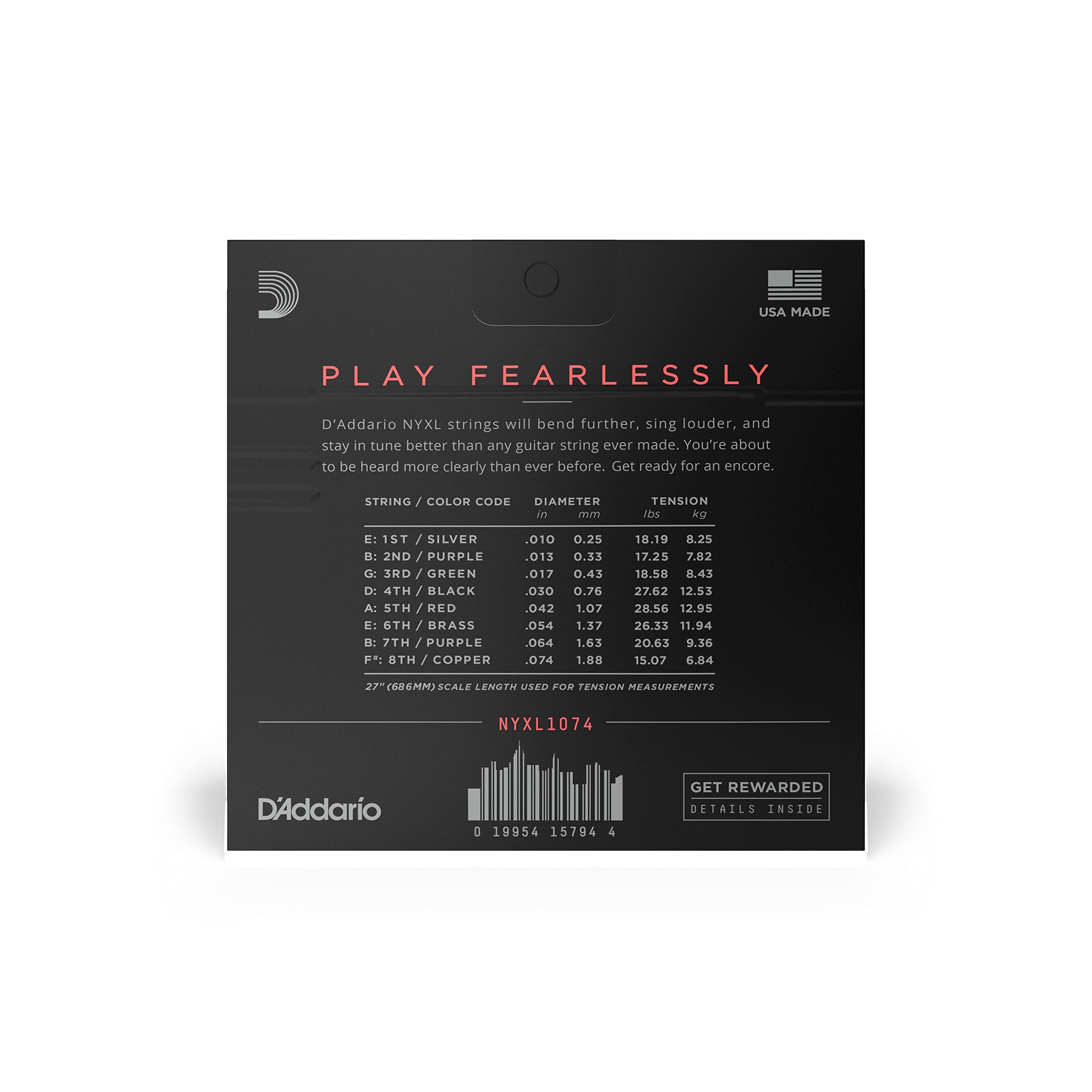 D'Addario Electric Guitar Strings, NYXL Nickel Plated, NYXL1149, Medium Gauge 11-49, 6-String Set, Pack of 1