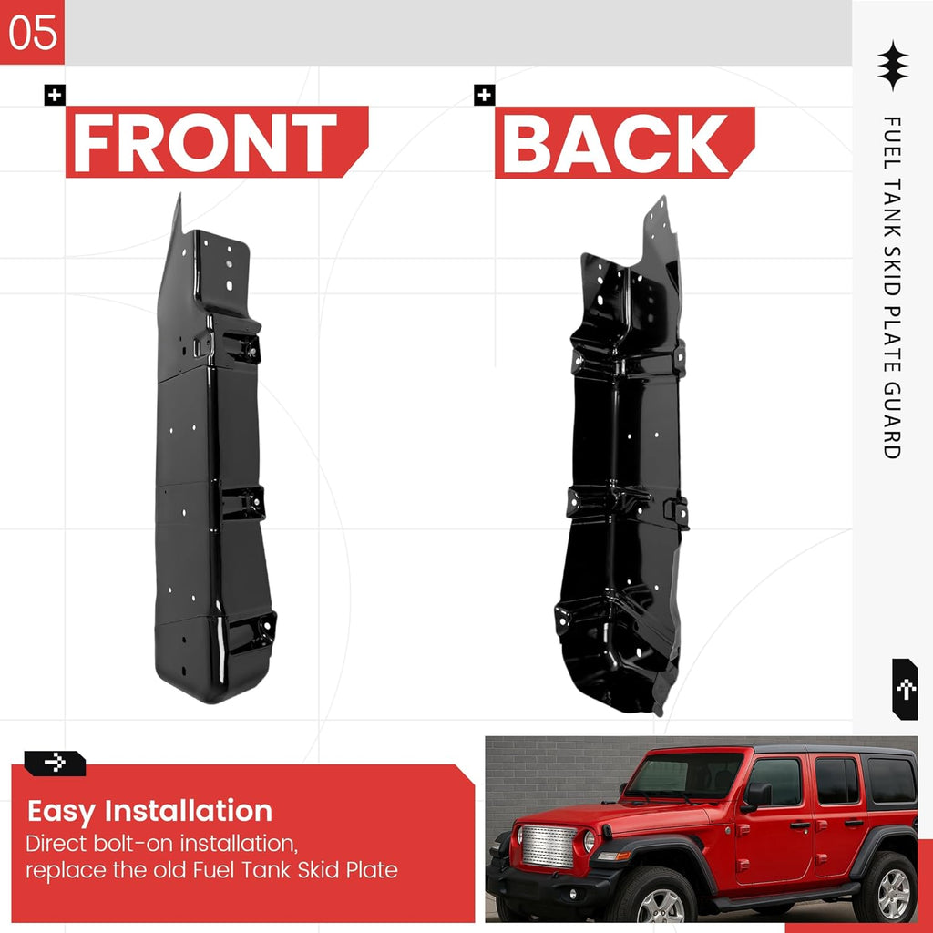Fuel Tank Skid Plate Guard Compatible with 2007-2018 Jeep Wrangler 4 Door Powder Coated Heavy Duty Steel 52059747AD 52059747AE 52059747AF 52059747AG