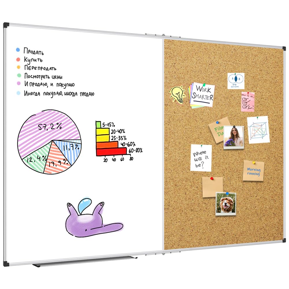 XBoard 24 x 18 Inch Wall-Mounted Office Cork Board, Notice Bulletin Board with Aluminum Frame