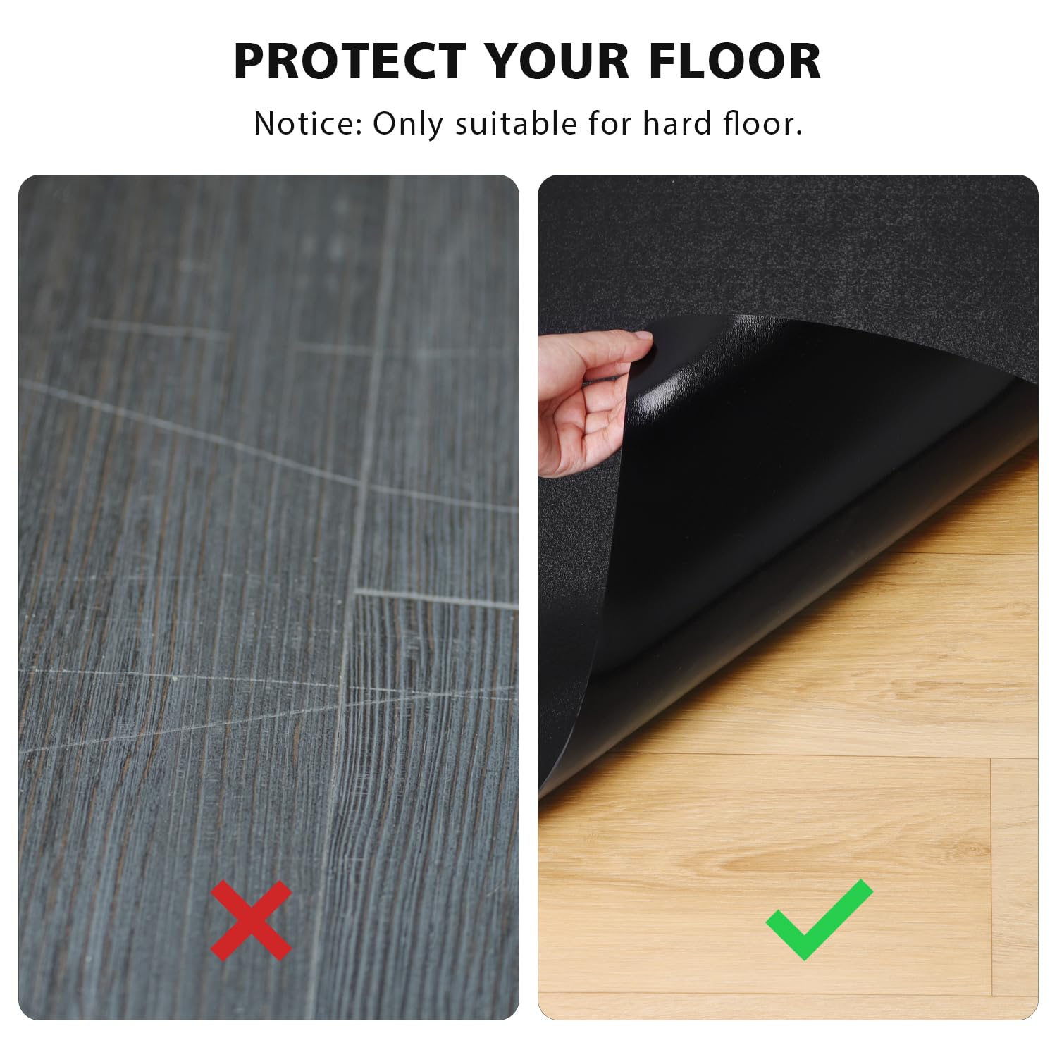 Clear Frosted Floor Mat, PVC Durable Anti-Scratch Floor Mat (24"x 36")