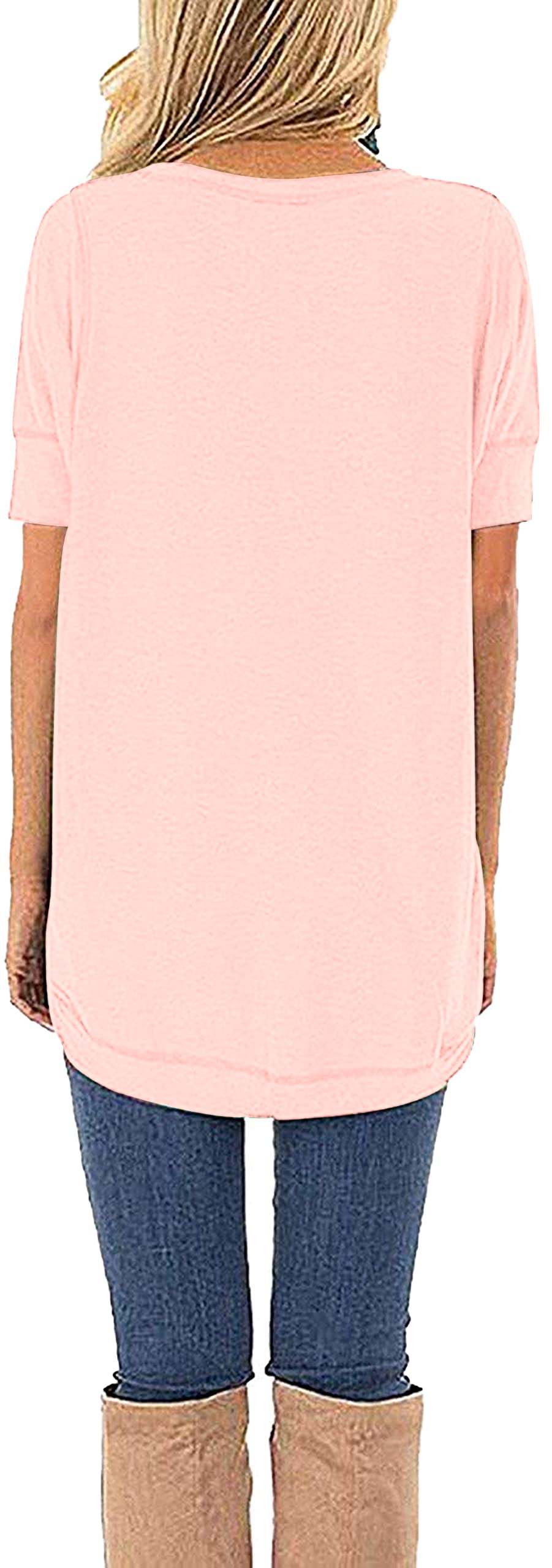 JomeDesign Summer Tops for Women Short Sleeve Side Split Casual Loose Tunic Top