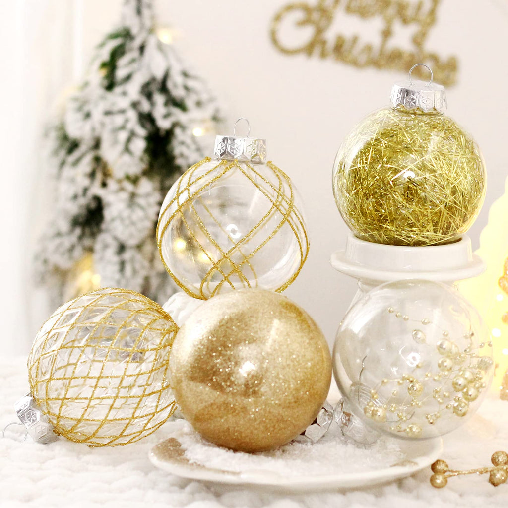 Clear Plastic Christmas Ball Ornaments, 30ct 2.36 Inch Champagne Balls for Tree Decoration - Shatterproof for Holiday Wedding Party Gifts