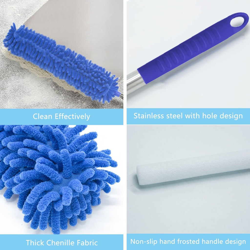 Buysenton Microfiber Duster, 8PCS Feather Duster with 100 Inch Telescoping Extension Pole, Reusable Bendable Dusters, Washable Lightweight Dusters for Ceilings Fans(2023 UAGRED)