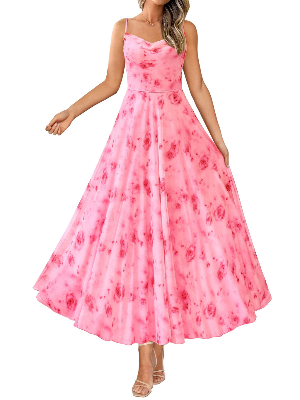 BTFBM Women Summer Floral Maxi Dresses Elegant Spaghetti Strap Dress Printed Party Dress Beach Long Dresses