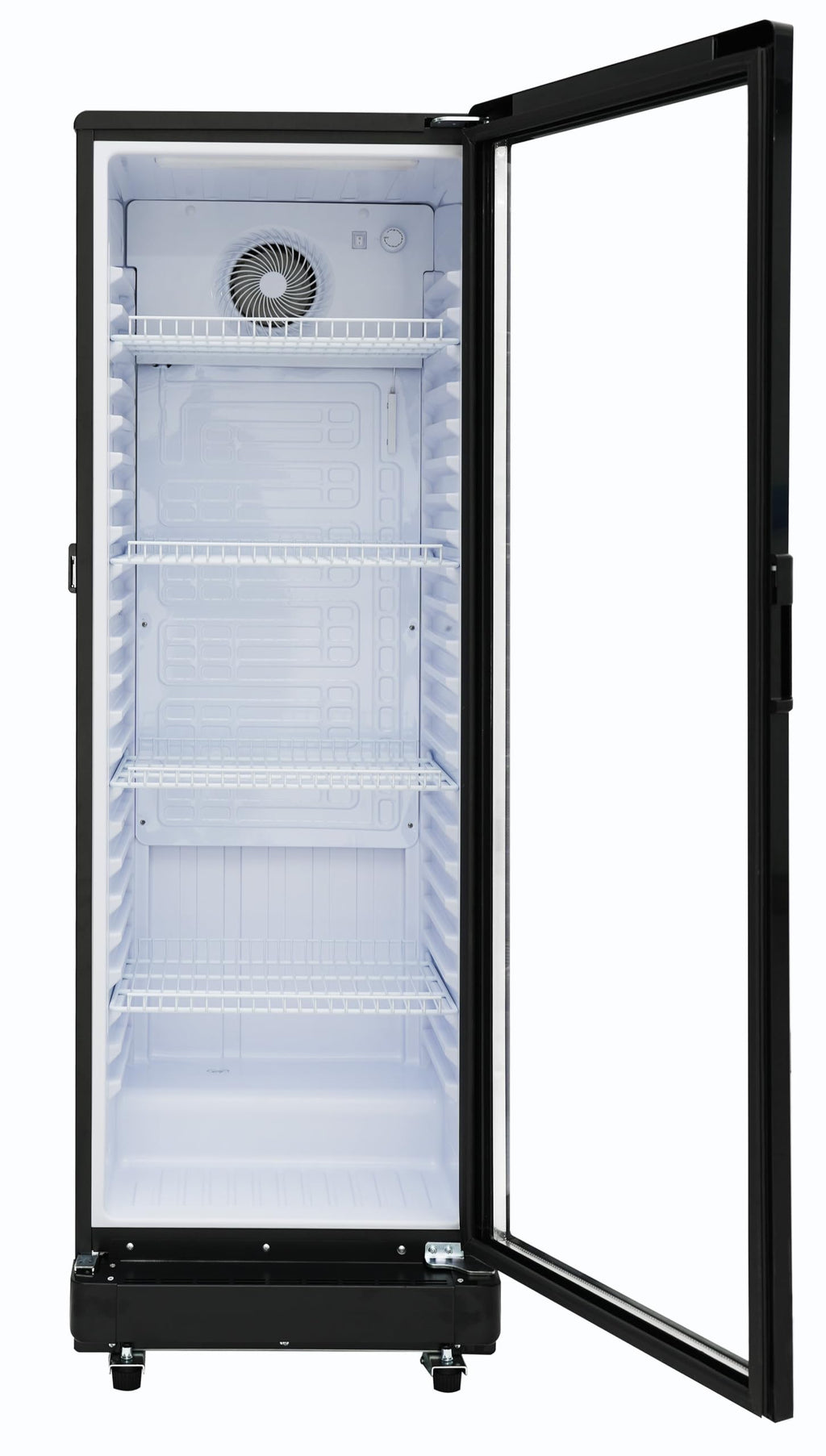 PremiumLevella PRF37DX Glass Door Display Refrigerator 3.1 cu ft Commercial Beverage Cooler Merchandiser - Black