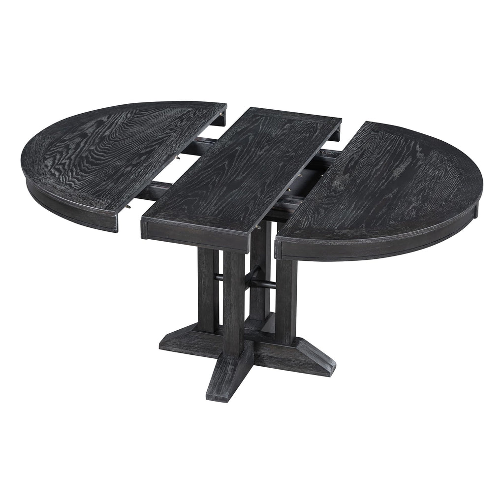 LUMISOL Round Dining Table for 4-6 People, 41"-57" Extendable Kitchen Table with 16" Removable Leaf for Small Places, Kitchen, Dining Room, Espresso
