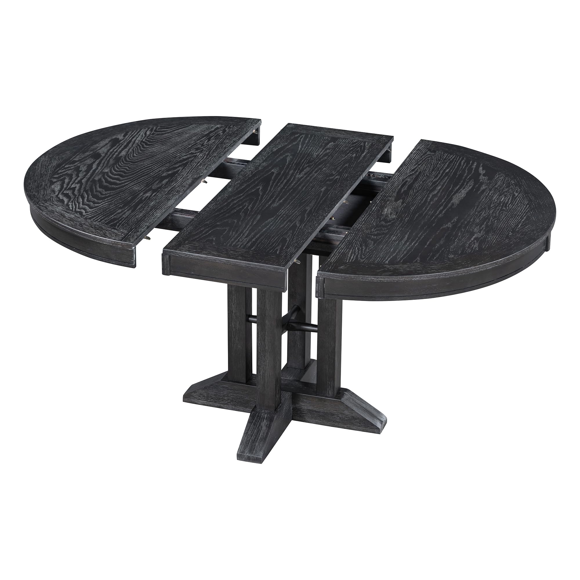 LUMISOL Round Dining Table for 4-6 People, 41"-57" Extendable Kitchen Table with 16" Removable Leaf for Small Places, Kitchen, Dining Room, Espresso