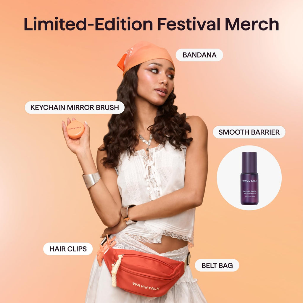 Wavytalk Main Stage Waves Power Wave Festival Bundle, Curling Iron Hair Crimper Waver, Ventilation Design for Less Damage, Ionic Reduces Frizz, Effortless-Waver, Festival-Ready Merch