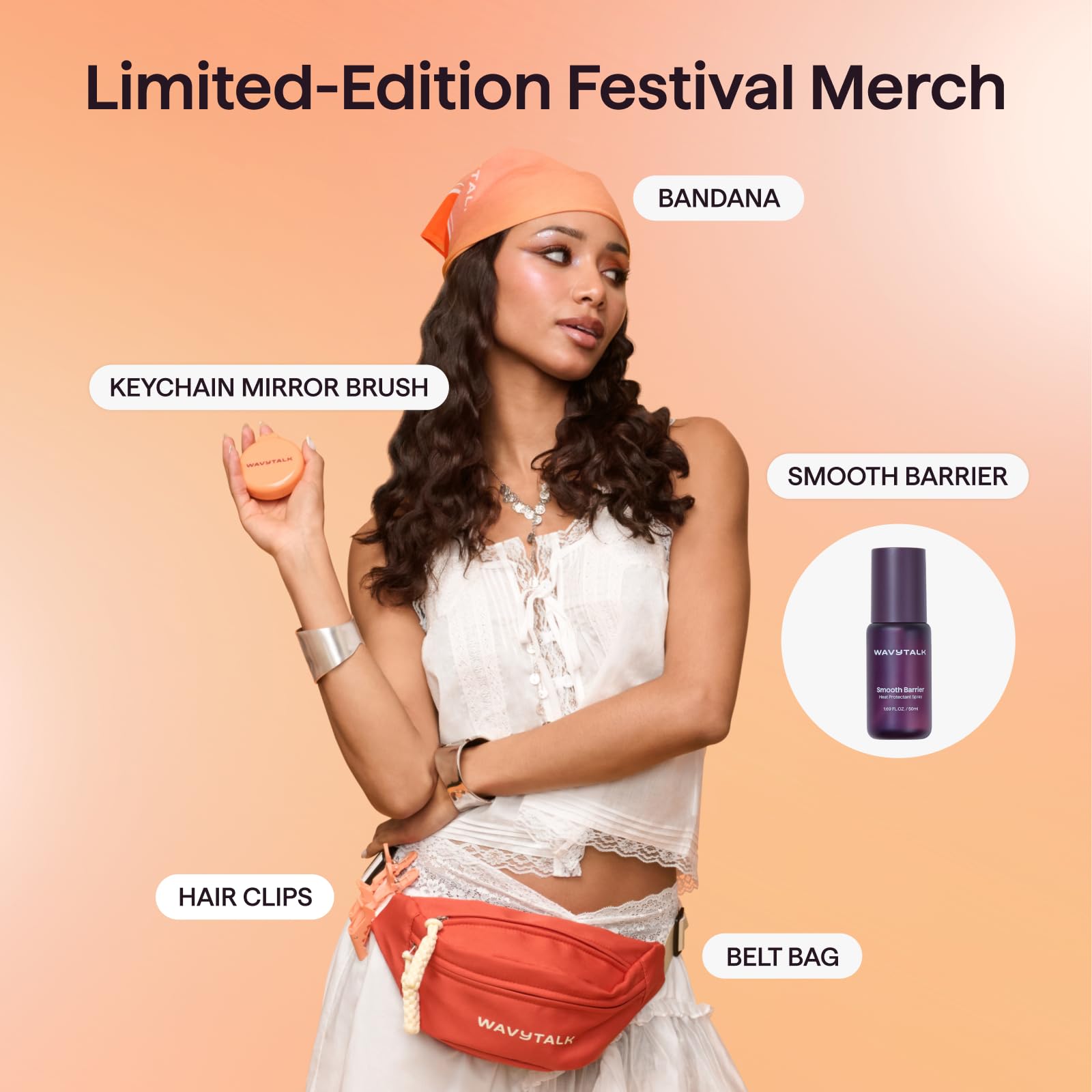 Wavytalk Main Stage Waves Power Wave Festival Bundle, Curling Iron Hair Crimper Waver, Ventilation Design for Less Damage, Ionic Reduces Frizz, Effortless-Waver, Festival-Ready Merch