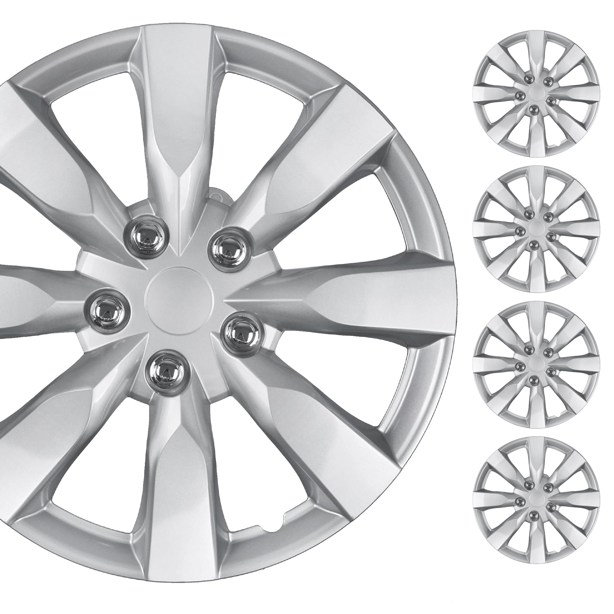 BDK (Set of 4) 16" Inch Rims Hubcaps Automotive Car Wheel Hub Caps Wheel Covers, Snap-On Direct OEM Replacement Toyota, Honda, Nissan, Ford, Mazda, Chevrolet, Mitsubishi, Kia, Hyundai, Volvo, BMW